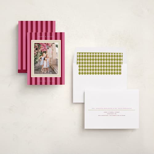This is a candy cane photo christmas cards with standard by Jenna Holcomb called bold stripe printing on recycled smooth signature in standard