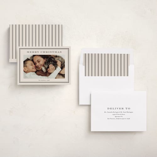 This is a vanilla bean photo christmas cards with standard by Stacey Meacham called engraved type printing on recycled smooth signature in standard