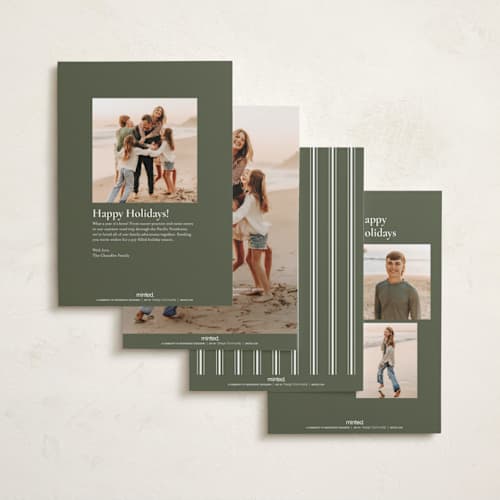 This is a pine photo christmas cards with standard by Wildfield Paper Co called celadon printing on recycled smooth signature in standard