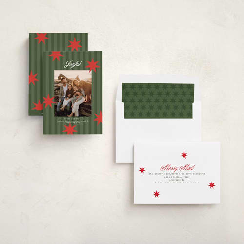This is a spruce photo christmas cards with standard by Owl and Toad called constellation printing on recycled smooth signature in standard