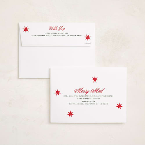This is a spruce photo christmas cards with standard by Owl and Toad called constellation printing on recycled smooth signature in standard