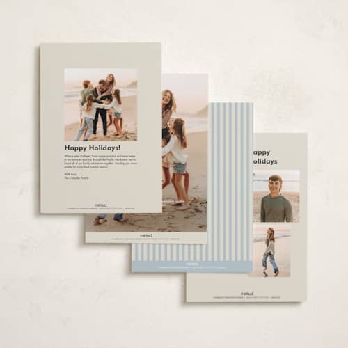 This is a holly berry photo christmas cards with standard by Kelly Watkins called classic stripes printing on recycled smooth signature in standard