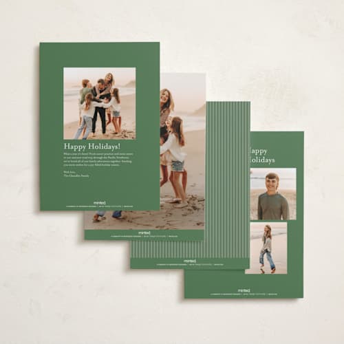 This is a wintergreen photo christmas cards with standard by Olivia Kanaley Inman called endpaper printing on recycled smooth signature in standard