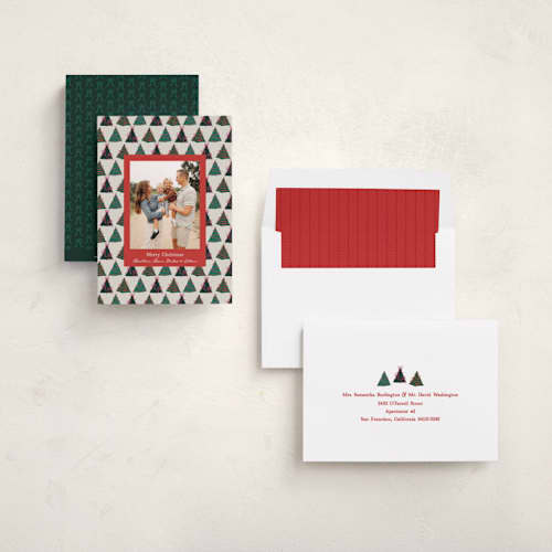 This is a cardinal photo christmas cards with standard by Owl and Toad called acres printing on recycled smooth signature in standard
