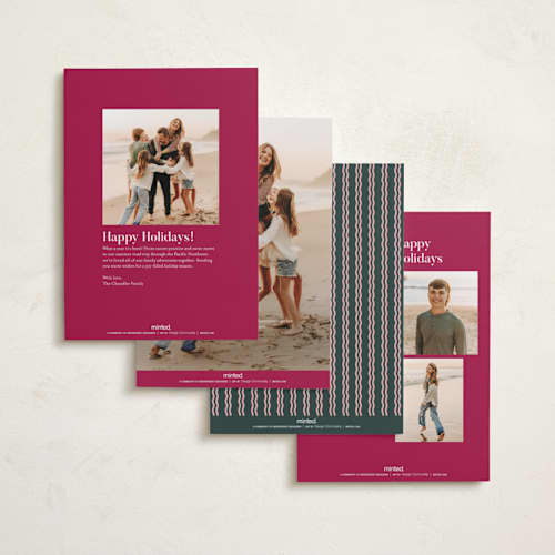This is a peppermint photo christmas cards with standard by Robert and Stella called so holly jolly printing on recycled smooth signature in standard