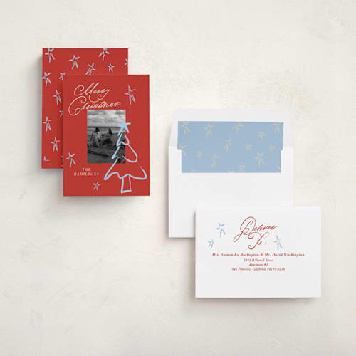 This is a holly berry photo christmas cards with standard by Vera Lim called the tree printing on recycled smooth signature in standard