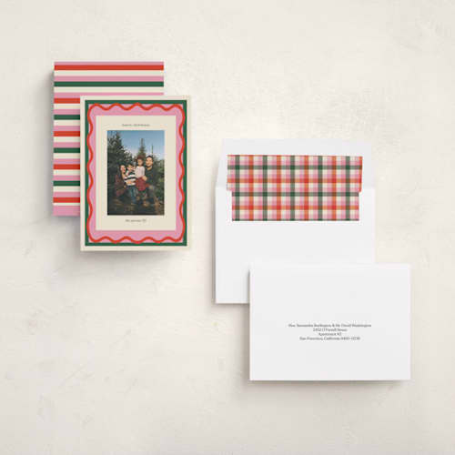 This is a blush photo christmas cards with standard by Beth Vassalo called groovy christmas printing on recycled smooth signature in standard