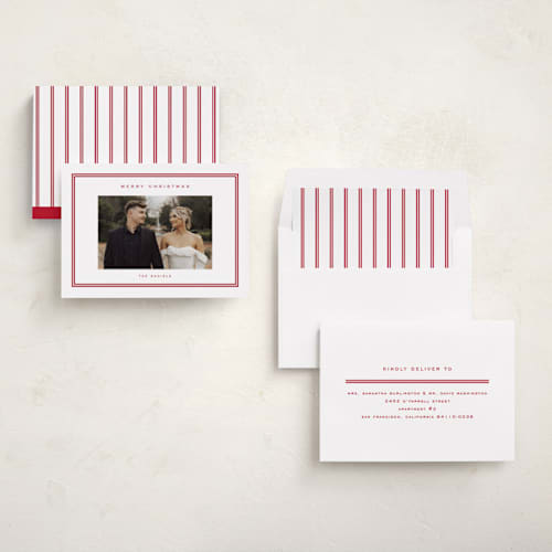 This is a berry photo christmas cards with standard by Stacey Meacham called modern decor printing on recycled smooth signature in standard