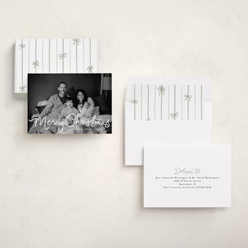 This is a snow photo christmas cards with standard by Everett Paper Goods called treacle printing on recycled smooth signature in standard