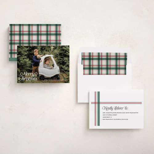 This is a snowberry photo christmas cards with standard by Pixel and Hank called basics printing on recycled smooth signature in standard