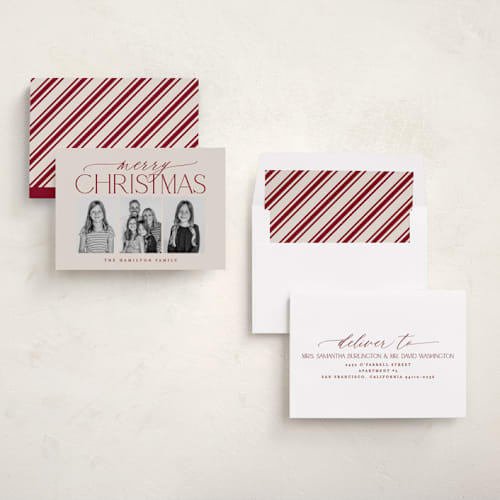 This is a gingerbread photo christmas cards with standard by Brooke Chandler called merry christmas trio printing on recycled smooth signature in standard