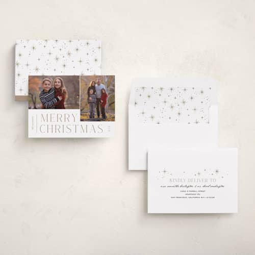 This is a cocoa photo christmas cards with standard by Pixel and Hank called pair printing on recycled smooth signature in standard