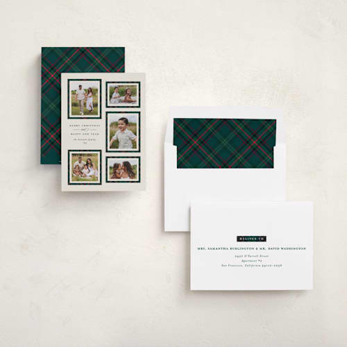 This is a juniper photo christmas cards with standard by Erica Krystek called plaid gallery printing on recycled smooth signature in standard