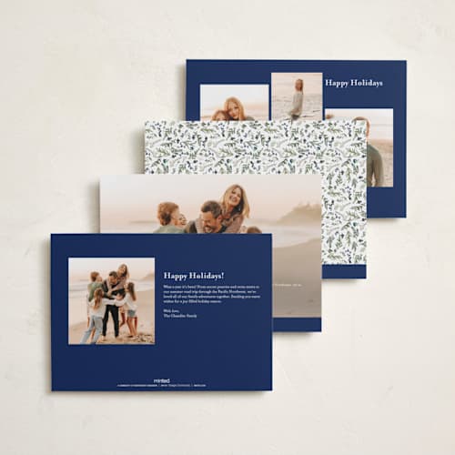 This is a wintermint photo christmas cards with standard by Susan Moyal called joyful holly printing on recycled smooth signature in standard