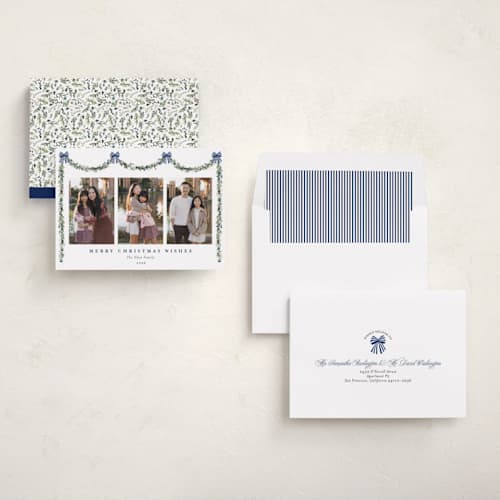 This is a wintermint photo christmas cards with standard by Susan Moyal called joyful holly printing on recycled smooth signature in standard