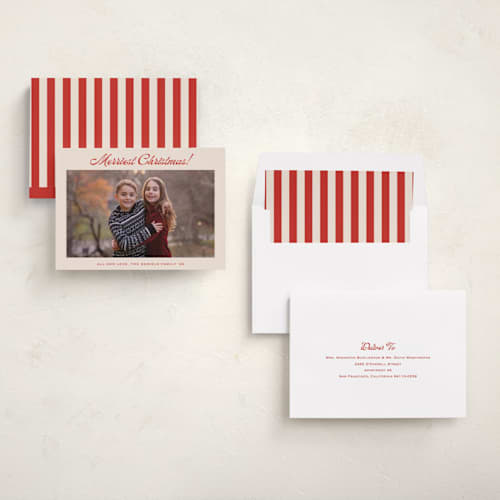This is a cherry photo christmas cards with standard by Carolyn MacLaren called having fun printing on recycled smooth signature in standard