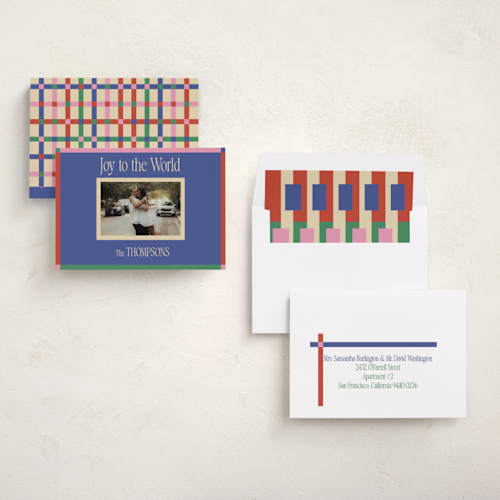 This is a gumdrops photo christmas cards with standard by Rachel Cassel called colorful joy printing on recycled smooth signature in standard