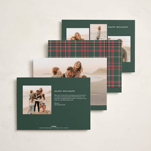 This is a flannel photo christmas cards with standard by Wildfield Paper Co called apres ski printing on recycled smooth signature in standard