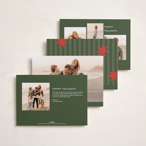 This is a spruce photo christmas cards with standard by Owl and Toad called constellation printing on recycled smooth signature in standard