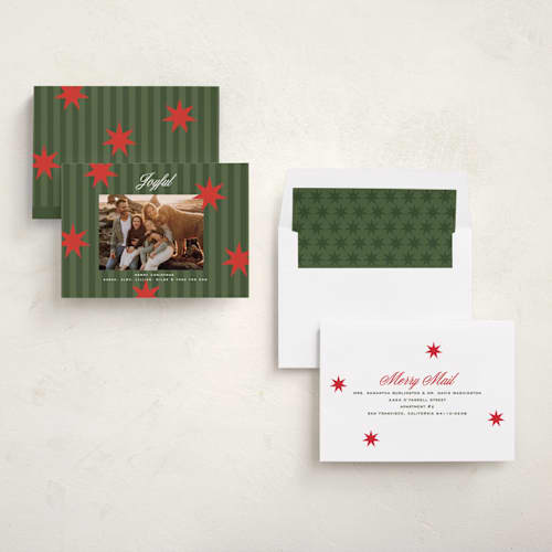 This is a spruce photo christmas cards with standard by Owl and Toad called constellation printing on recycled smooth signature in standard