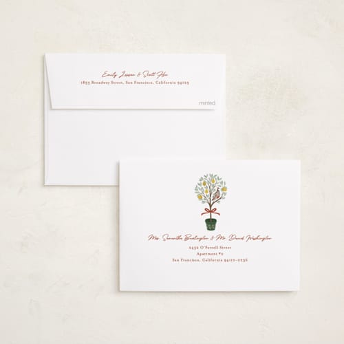 This is a vanilla bean photo christmas cards with standard by Jamie Alexander called partridge in a pear tree printing on recycled smooth signature in standard