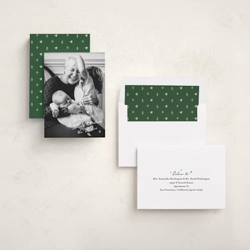 This is a snow photo christmas cards with standard by Adelyn T. called starry sketch printing on recycled smooth signature in standard