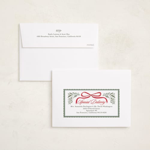 This is a sage photo christmas cards with standard by Karidy Walker called sweet garland frame printing on recycled smooth signature in standard