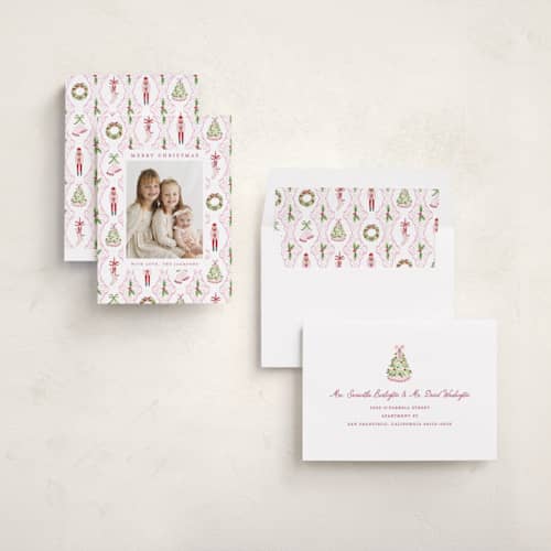 This is a powder photo christmas cards with standard by Sarah Knight called patterned icons printing on recycled smooth signature in standard