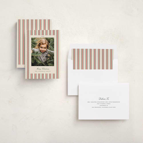 This is a holly photo christmas cards with standard by Ashley Iwafuchi called classic sentiment printing on recycled smooth signature in standard
