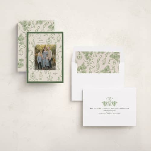 This is a pine photo christmas cards with standard by Corinne Malesic called ornament collection printing on recycled smooth signature in standard