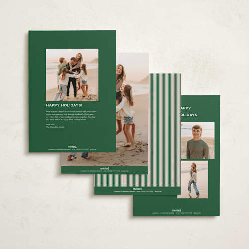 This is a pine photo christmas cards with standard by Annie Shapiro called little stripes printing on recycled smooth signature in standard