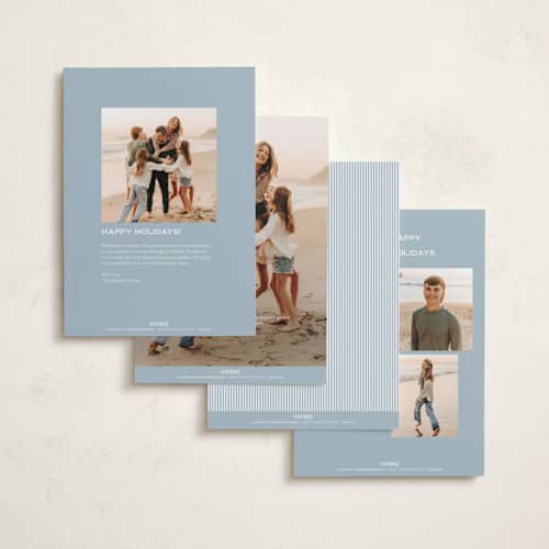 This is a pool photo christmas cards with standard by Annie Shapiro called little stripes printing on recycled smooth signature in standard