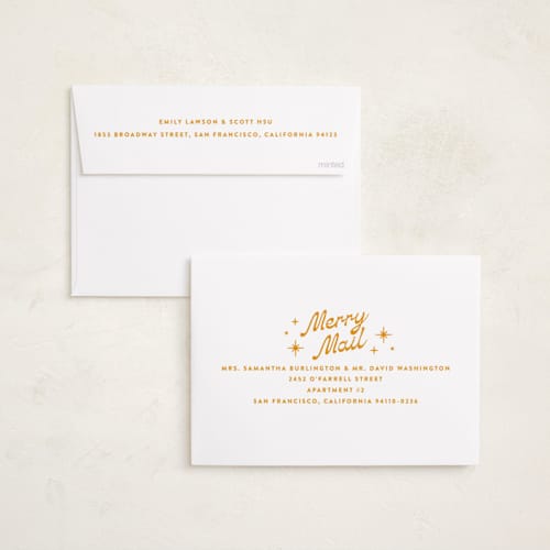 This is a butterscotch photo christmas cards with standard by Ekko Studio called nostalgia printing on recycled smooth signature in standard