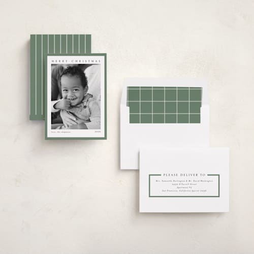 This is a pine photo christmas cards with standard by Chris Griffith called holiday feels printing on recycled smooth signature in standard