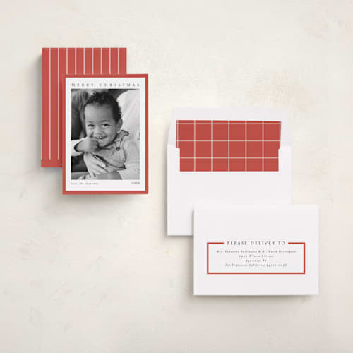 This is a persimmon photo christmas cards with standard by Chris Griffith called holiday feels printing on recycled smooth signature in standard