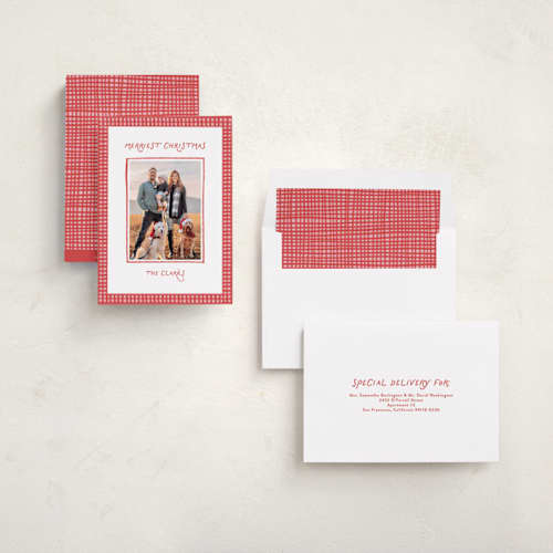 This is a peppermint photo christmas cards with standard by Olivia Williams called picnic printing on recycled smooth signature in standard
