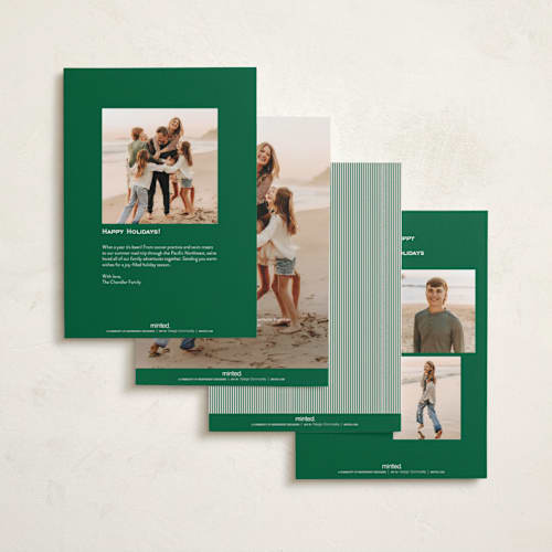 This is a holly photo christmas cards with standard by Emily Betts called stripe scallop printing on recycled smooth signature in standard