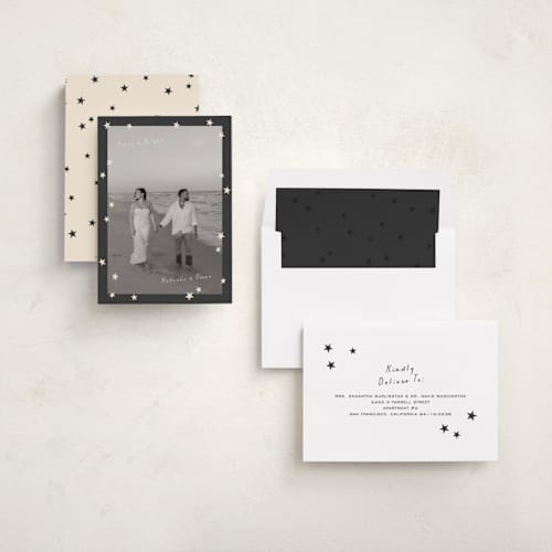 This is a coal photo christmas cards with standard by Lisa McLean called shine bright printing on recycled smooth signature in standard