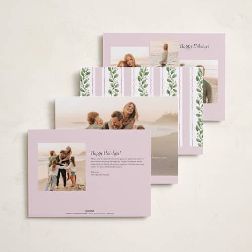 This is a powder photo christmas cards with standard by Sarah Knight called holly ribbons printing on recycled smooth signature in standard