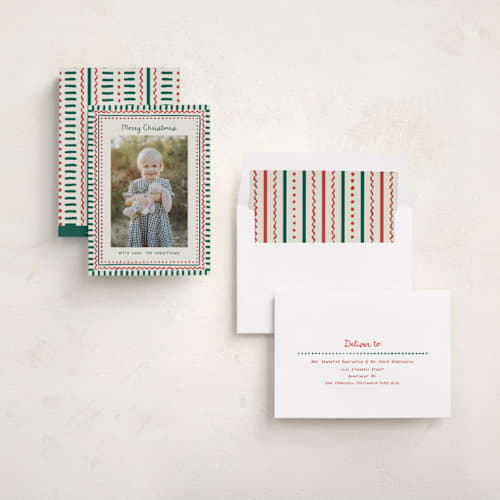 This is a forest photo christmas cards with standard by Chris Griffith called holiday dots printing on recycled smooth signature in standard