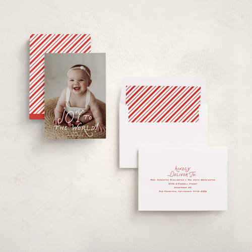 This is a snow photo christmas cards with standard by Everett Paper Goods called dolce printing on recycled smooth signature in standard