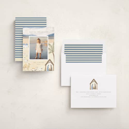 This is a halo photo christmas cards with standard by Teju Reval called heavenly joy printing on recycled smooth signature in standard
