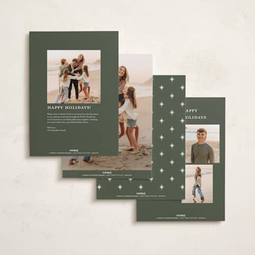 This is a coal photo christmas cards with standard by Jackie Crawford called modern scripted tidings printing on recycled smooth signature in standard