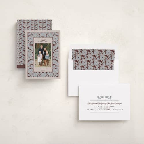 This is a winter berry photo christmas cards with standard by Jen Owens called mod meadow printing on recycled smooth signature in standard