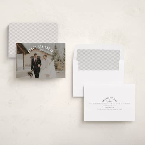 This is a snow photo christmas cards with standard by Everett Paper Goods called joy around printing on recycled smooth signature in standard