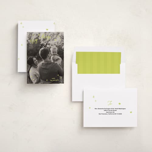 This is a citron photo christmas cards with standard by Ani Somi called sparkle and cheer printing on recycled smooth signature in standard