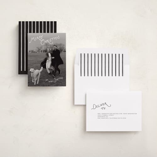 This is a snow photo christmas cards with standard by taylorVdesign called corner notes printing on recycled smooth signature in standard