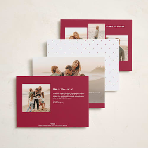 This is a snow photo christmas cards with standard by Rebecca Durflinger called christmas in script printing on recycled smooth signature in standard
