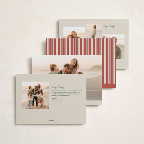 This is a cream photo christmas cards with standard by Robert and Stella called postcard christmas printing on recycled smooth signature in standard
