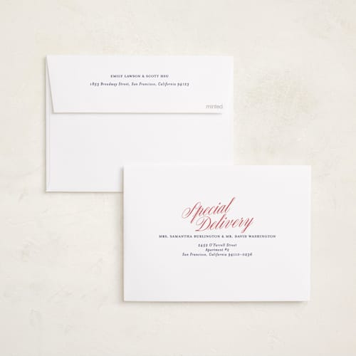This is a berry photo christmas cards with standard by Maja Cunningham called holiday classic printing on recycled smooth signature in standard